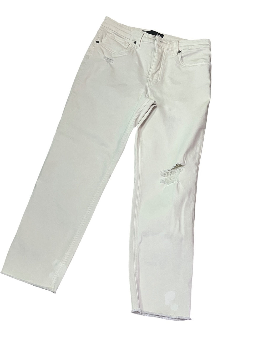 Kut From The Kloth Rachael Fab Ab Mom Jeans Distressed Raw Hem Size 8
